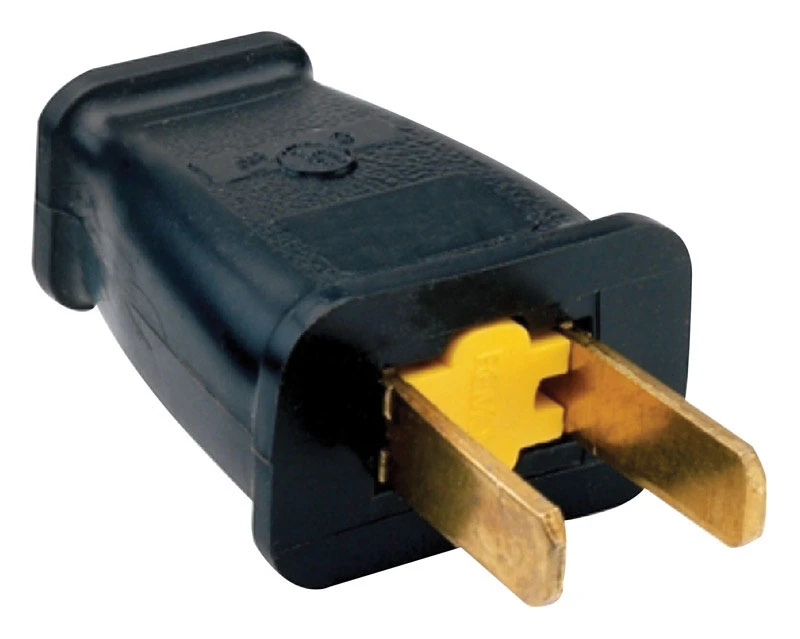 Pass and Seymour Non-Polarized Black Plug, 2-Pole 2-Wire, 15 Amp, 125 Volt