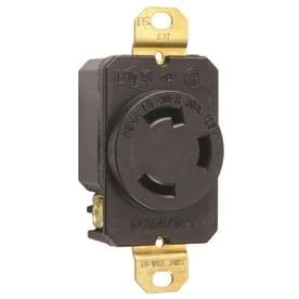 Pass and Seymour Locking Electrical Outlet, Black, NEMA L5-30R, 125 Volt