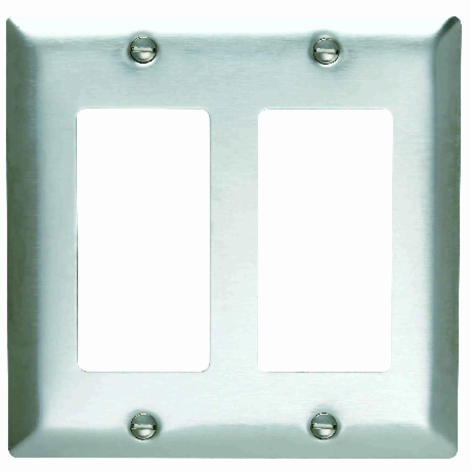 Pass & Seymour Wall Plate, 2-Gang, Stainless Steel