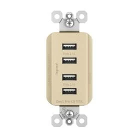 Ivory USB Charger with Four Outlets for Multiple Device Charging