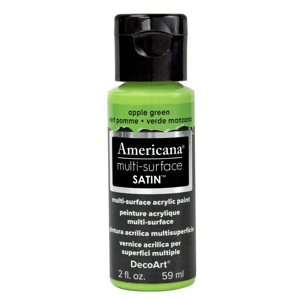 Americana Multi-surface Satin Acrylic Craft Paint, Apple Green, 2 Oz. - Da518-30