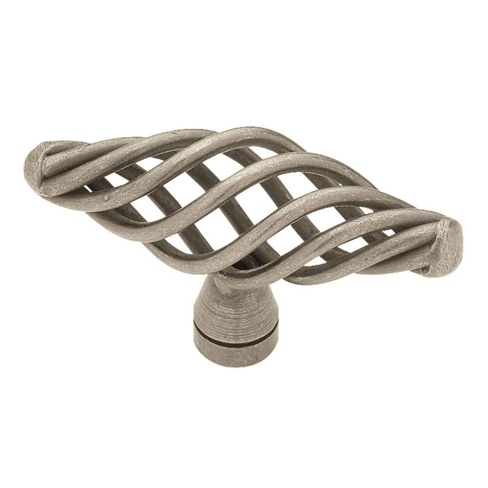 Large Birdcage Cabinet Knob, Antique Pewter Finish, 2.5-inch Oval Design