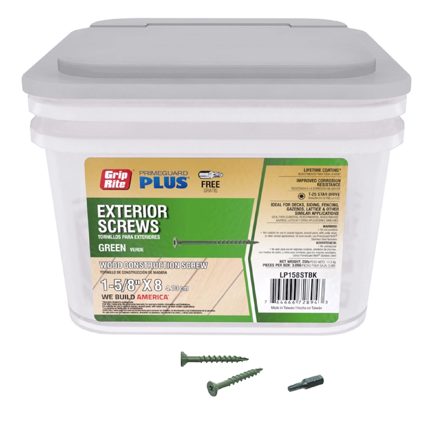 Primeguard Plus #8 X 1-5/8 In. Green Star Wood Deck Screw 25 Lb Pail
