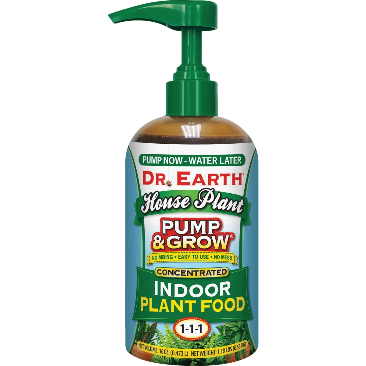 Pump and Grow Liquid Plant Food for Indoor Plants, 16 Ounce Bottle