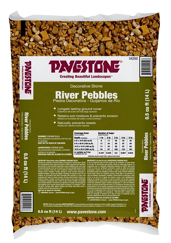 Decorative Landscape River Pebbles, 0.5-cubic Feet For Gardens And Pathways