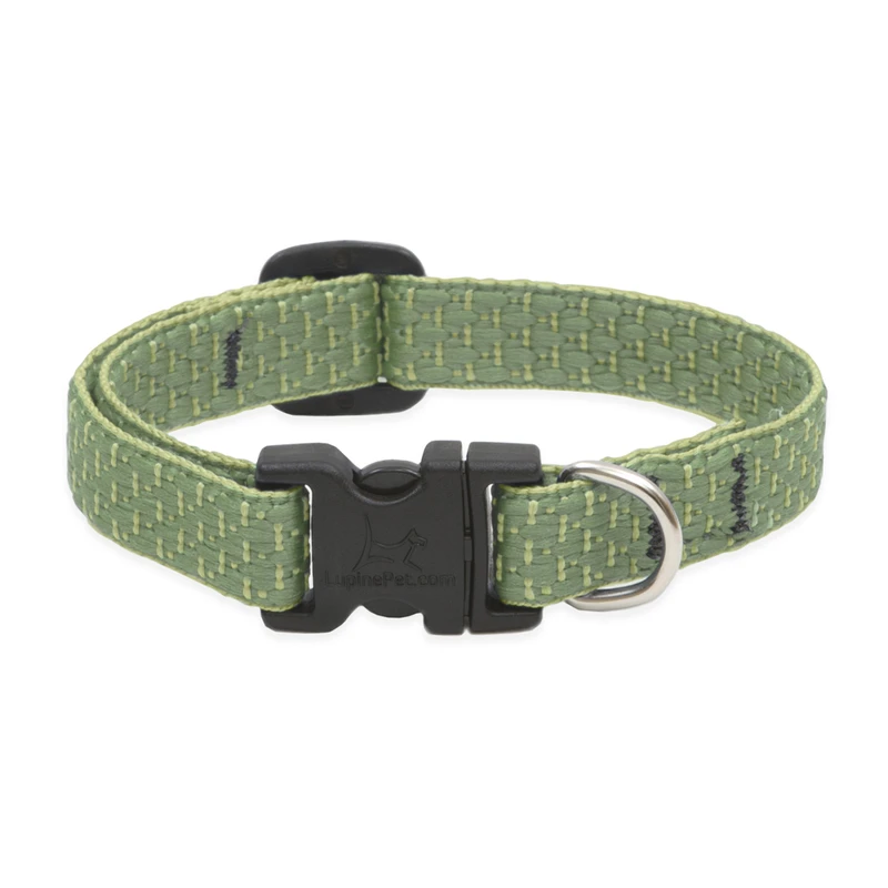 Eco-Friendly Adjustable Dog Collar in Moss Green, 0.5 Inch by 10 to 16 Inches