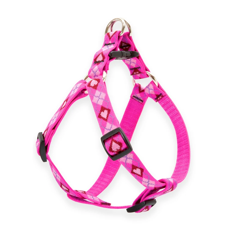 Step-in Dog Harness, Non-restrictive, Puppy Love Pattern, 3/4 X 15 To 21-inches