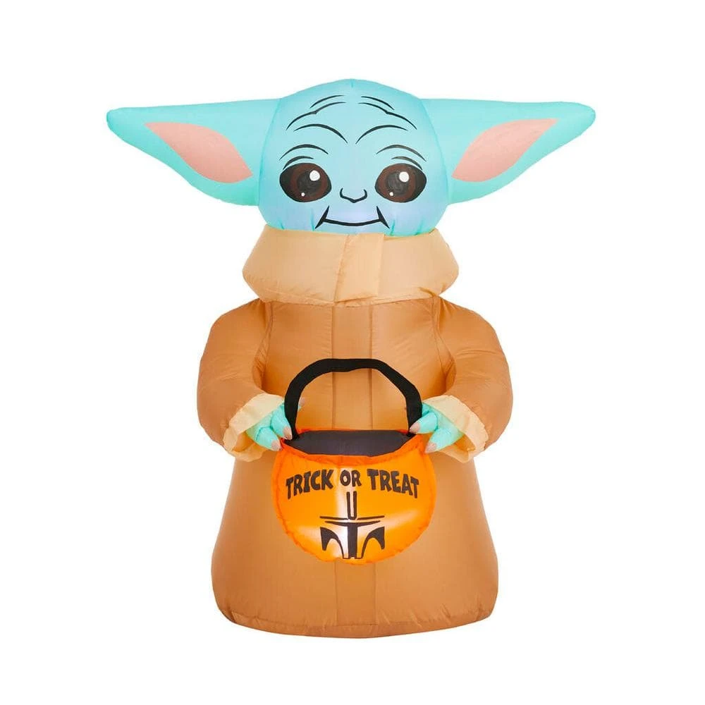 3.5 Ft Inflatable Star Wars Grogu Lighted Halloween Decoration With Treat Sack