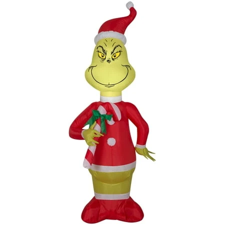 4-foot Airblown Inflatable Santa Grinch For Indoor/outdoor Holiday Decor