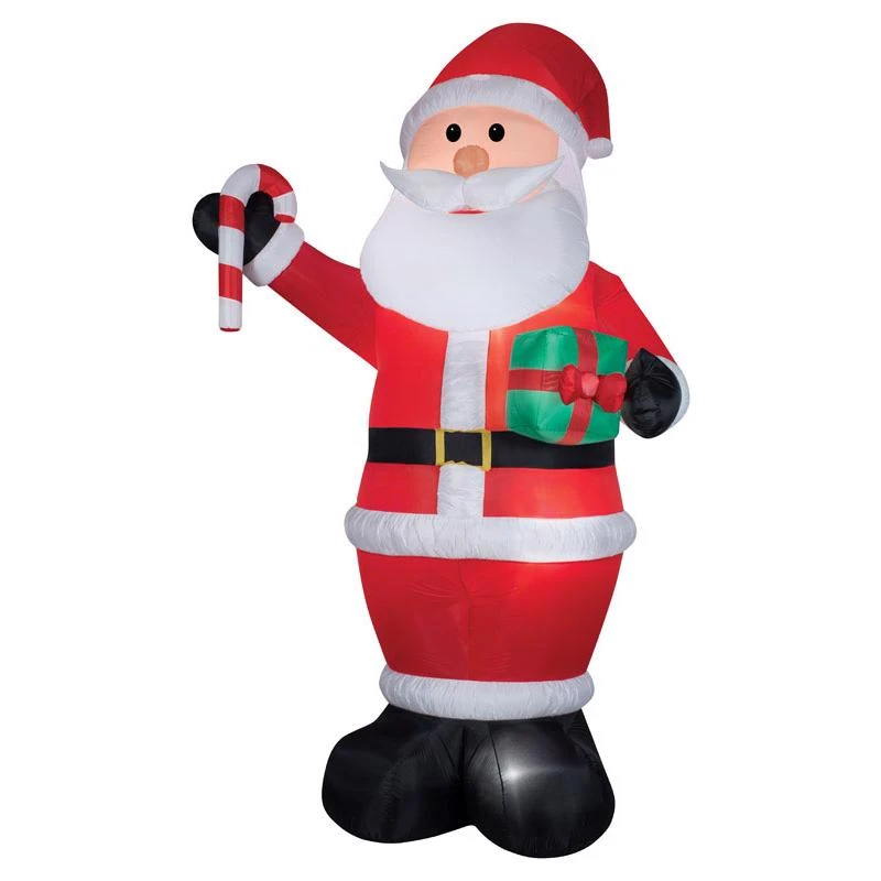 12 Ft. Led Inflatable Santa With Candy Cane And Gift For Outdoor Decor