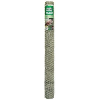 Galvanized Poultry Netting, 1 In. Mesh, 48 In. X 50 Ft.