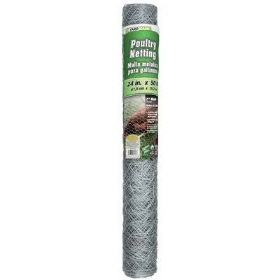 Galvanized Poultry Netting, 2 Inch Mesh, 24 Inch X 50 Feet