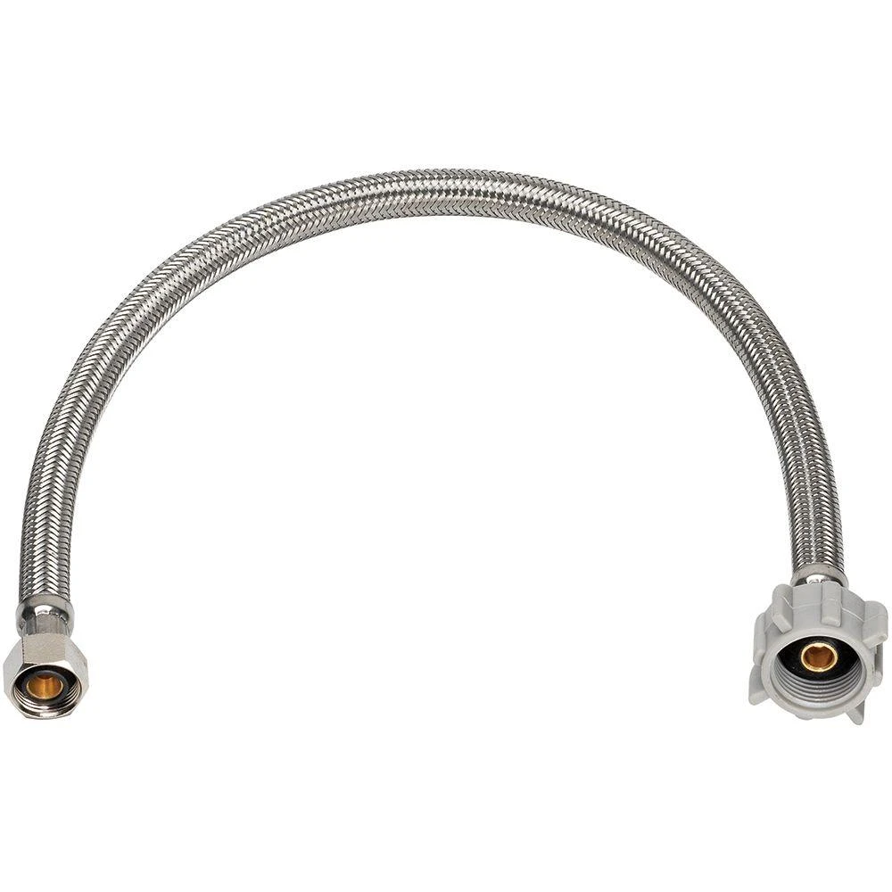 Stainless Steel Toilet Connector, 1/2 Compression X 7/8 Ballcock X 20 Inches