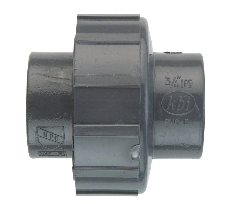 PVC Solvent Weld Slip Pipe Union, Gray, 3/4 In.