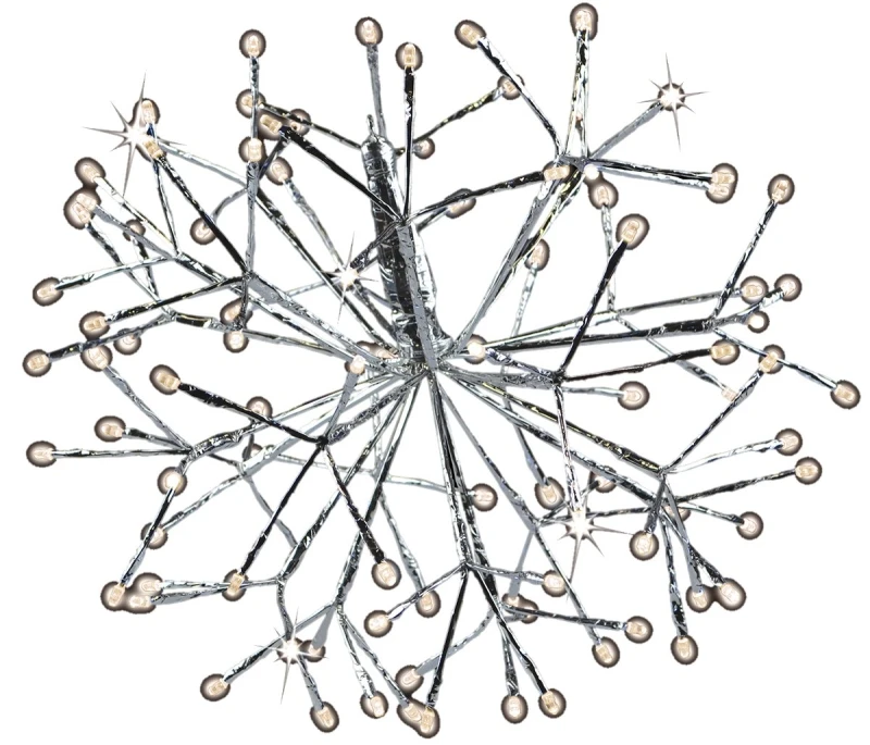 12-Inch LED Shimmering Sphere with Silver Wire Branches and Warm White Lights