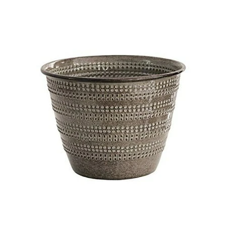 Ironstone Cobblestone Planter in Greige Color, Repurposed Steel, 6 Inches High