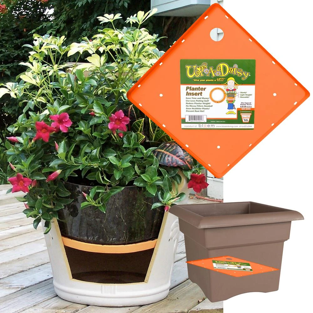 Ups-A-Daisy Planter Insert, 12-Inch Square, Durable Plastic