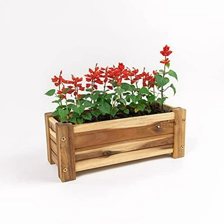 Rectangle Wood Planter Box, 16 X 7 Inches, Premium Acacia Wood