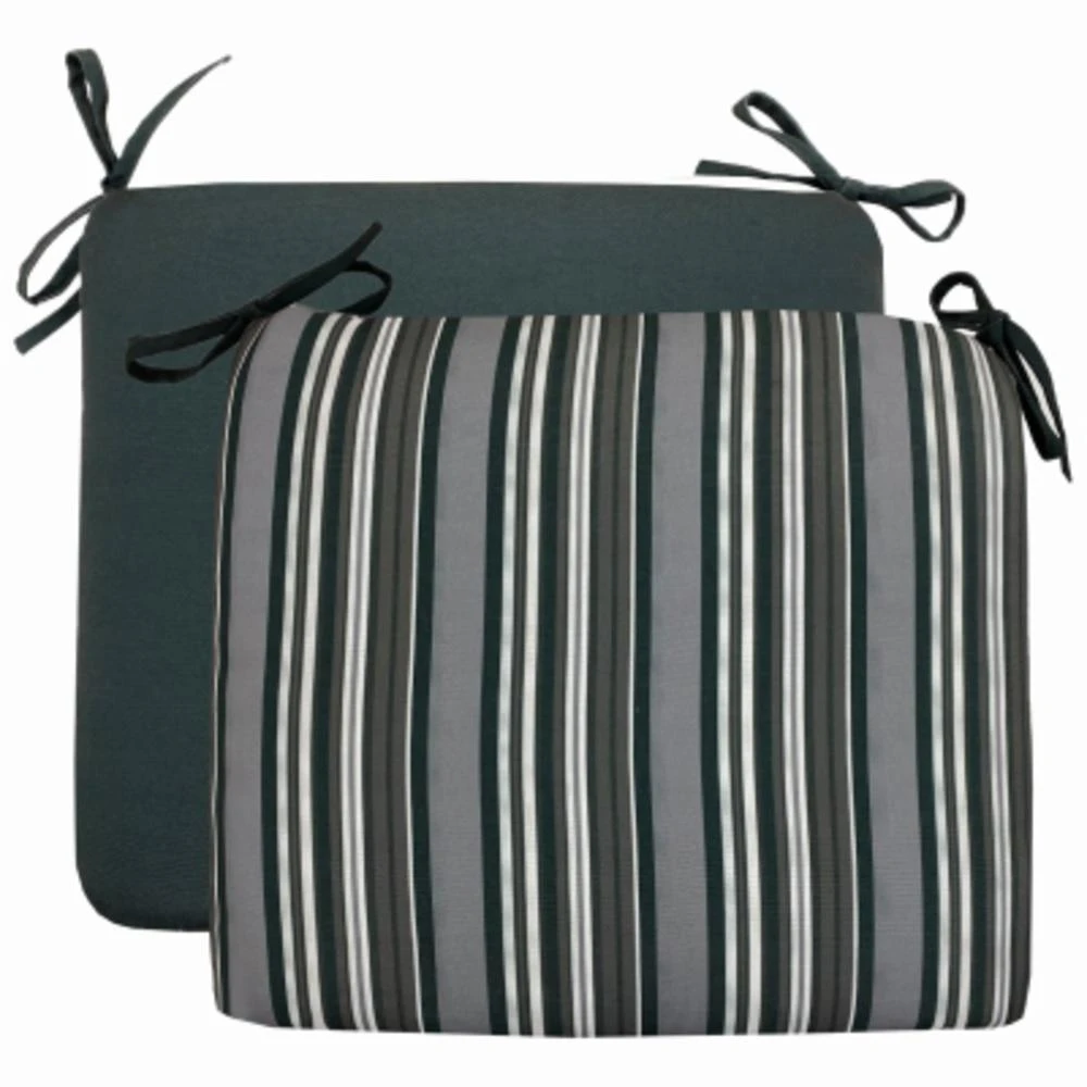 Patio Premiere Seat Cushion, Stripes Reverse to Solid, 18 x 15 x 3.5 In.