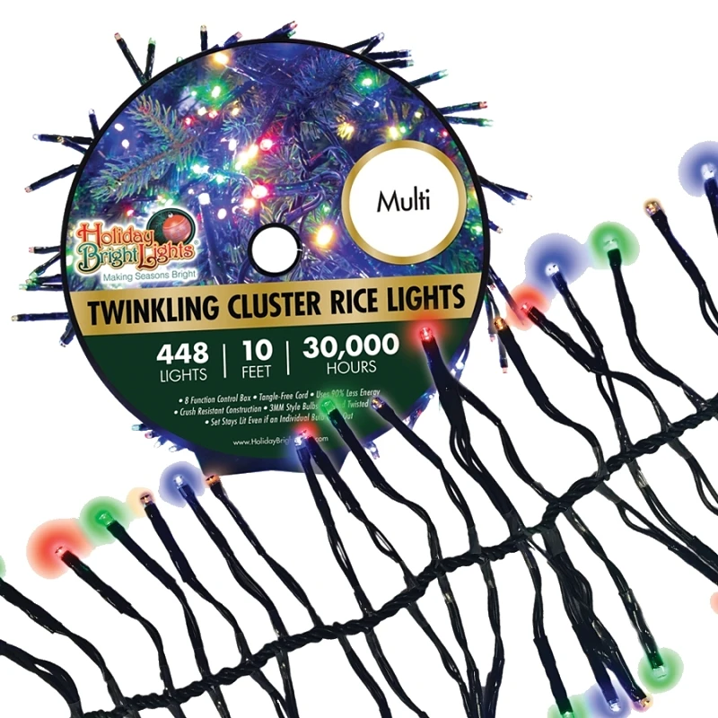 Led Twinkling Cluster Rice Light Set, 448 Lights, 10 Feet