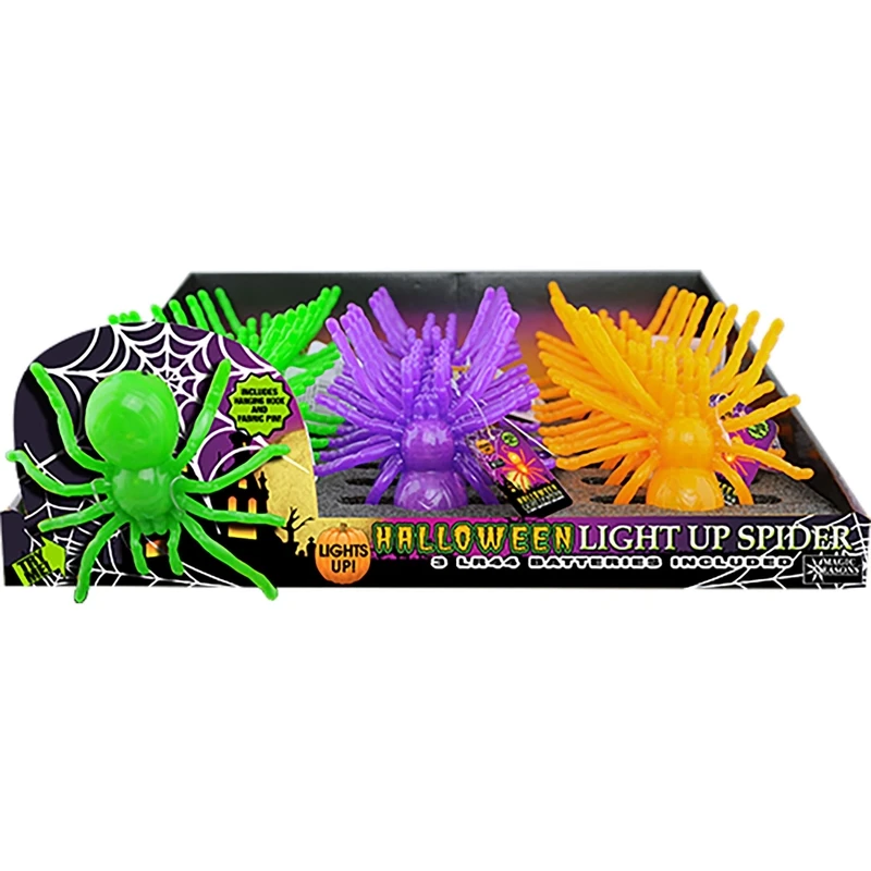 Halloween Light Up Spider Decoration, Assorted Colors, Battery Operated