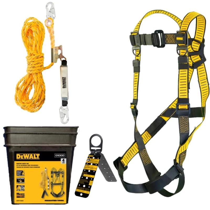Rooftop Safety Harness Kit in Black and Yellow with Adjustable Straps
