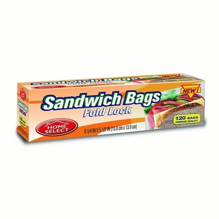 Sandwich Bags, Fold Lock, 120-Ct.