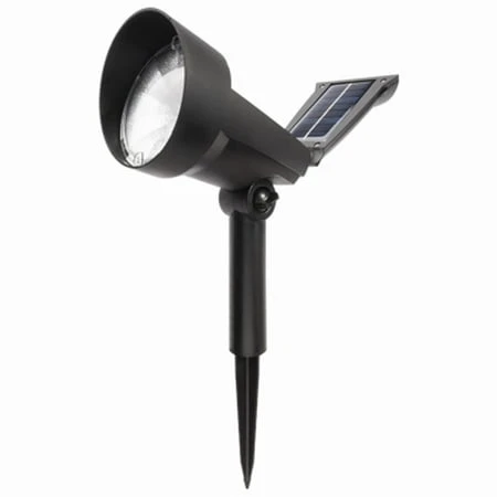 Solar Spotlight, Black Plastic, 30 Lumens With Hinged Panel