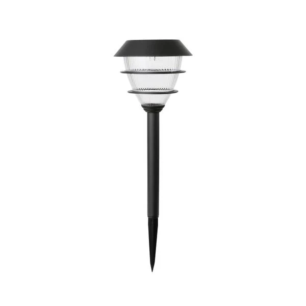 Solar 2-tier Cone Stake Light With Plastic Lens, 5 Lumen, Black Finish