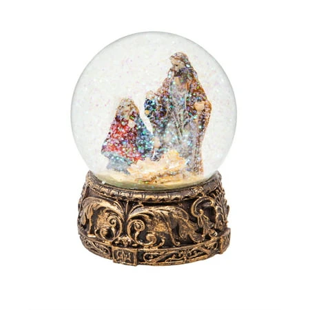 Nativity Silent Night Musical Snow Globe With Polystone Base