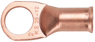 Copper Lug, 2 Awg With Crimp-on Connection For 3/8" Terminal Stud