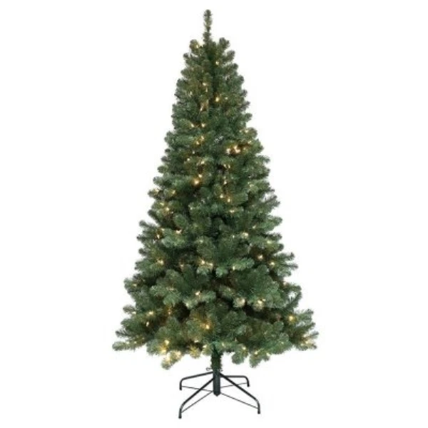 Seven Foot Artificial Canadian Douglas Fir Pre-Lit Christmas Tree with 300 LED F5 Cap Lights