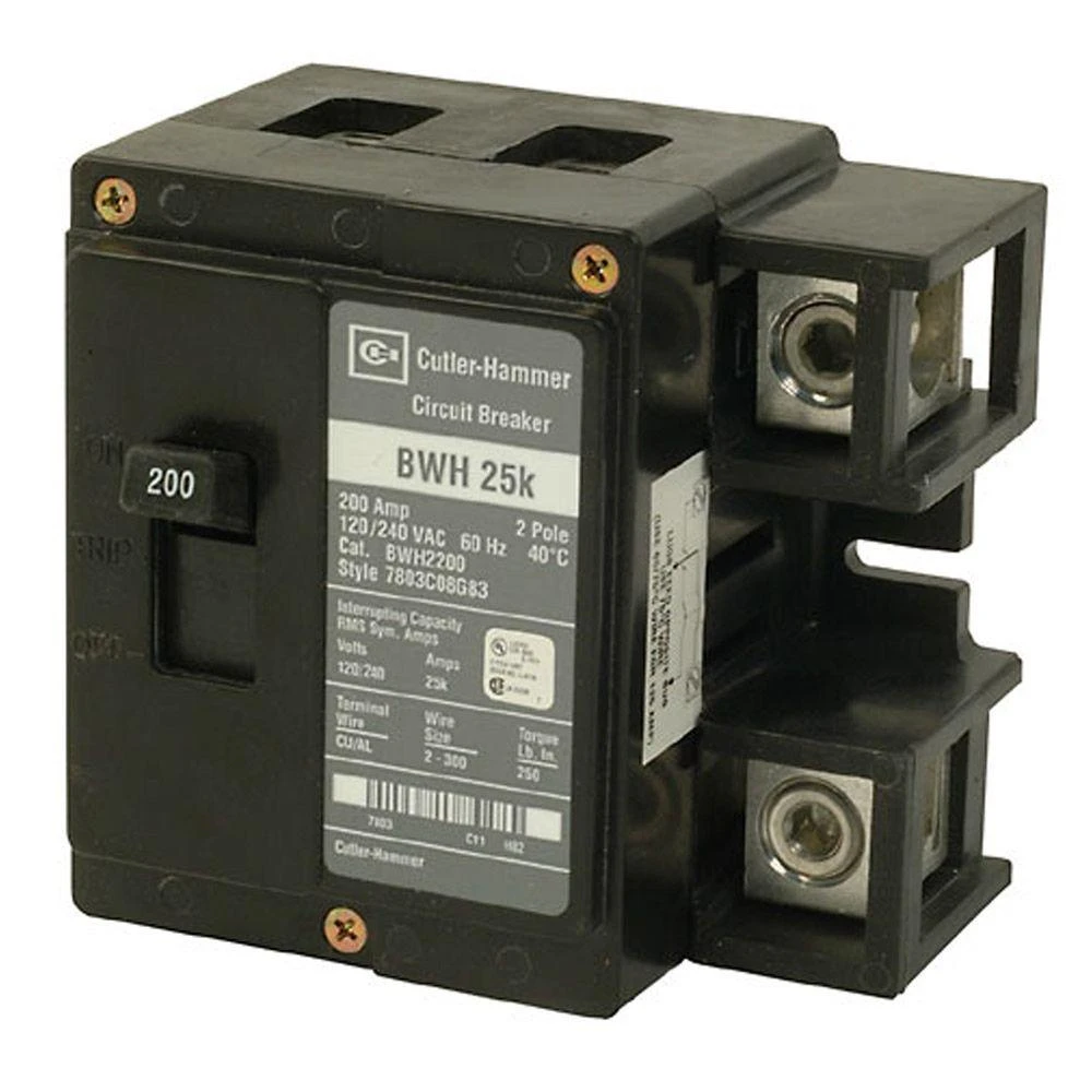 Bwh2200 Replacement Circuit Breaker, 200 Amp, 25 Kaic For Br Load Centers