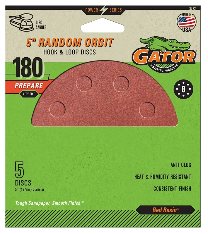 5-Pk., 8-Hole 180-Grit Vented Sanding Disc
