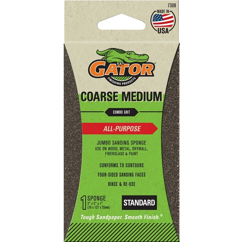 Jumbo Sanding Sponge, Coarse/medium 36/60-grit, 3 X 5-inch
