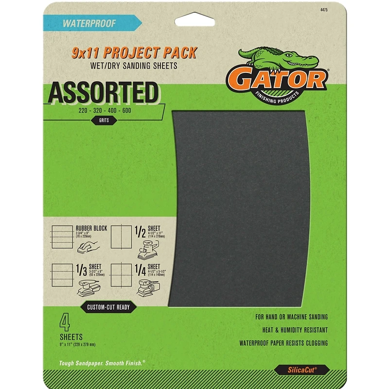 Sandpaper Assortment, 9 x 11-In., 4-Pk.