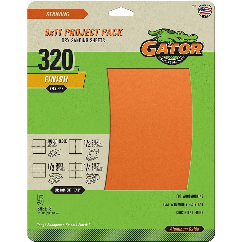 Sandpaper, Super Fine 320-Grit, 9 x 11-In., 5-Ct.