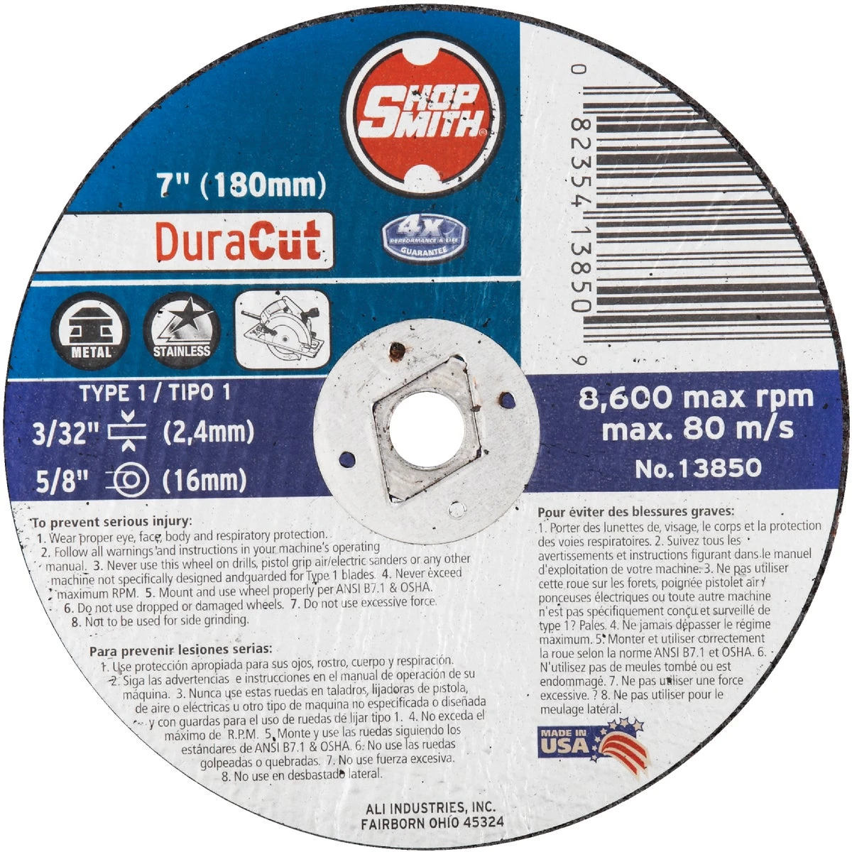 Dura Cut Metal Cutting Wheel, Thin Design, 7 X 3/32 X 5/8-inch