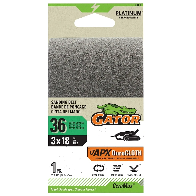 CeraMax Aluminum Oxide Sanding Belts, 36 Grit, 3 Inch by 18 Inch, Durable Abrasive