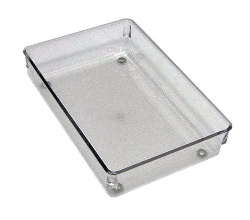 Linus Drawer Organizer Clear and Chrome Plastic 6 by 9 by 2 Inches