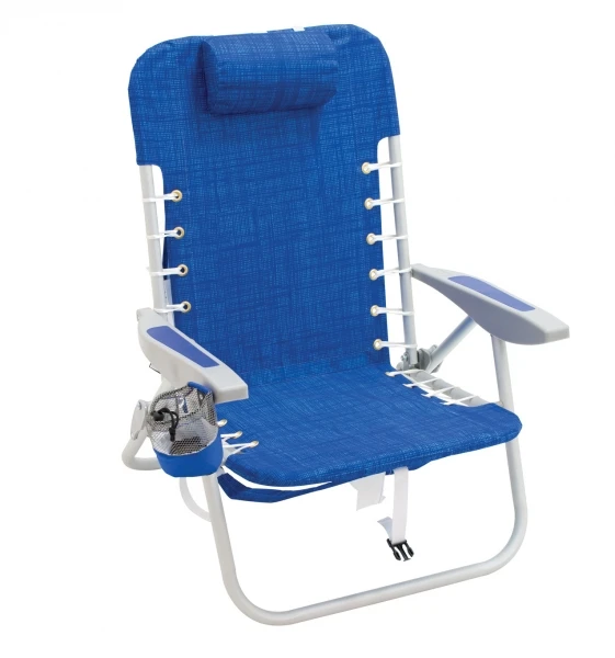 Lace Up Aluminum Backpack Chair With Removable Backpack In Ocean Blue