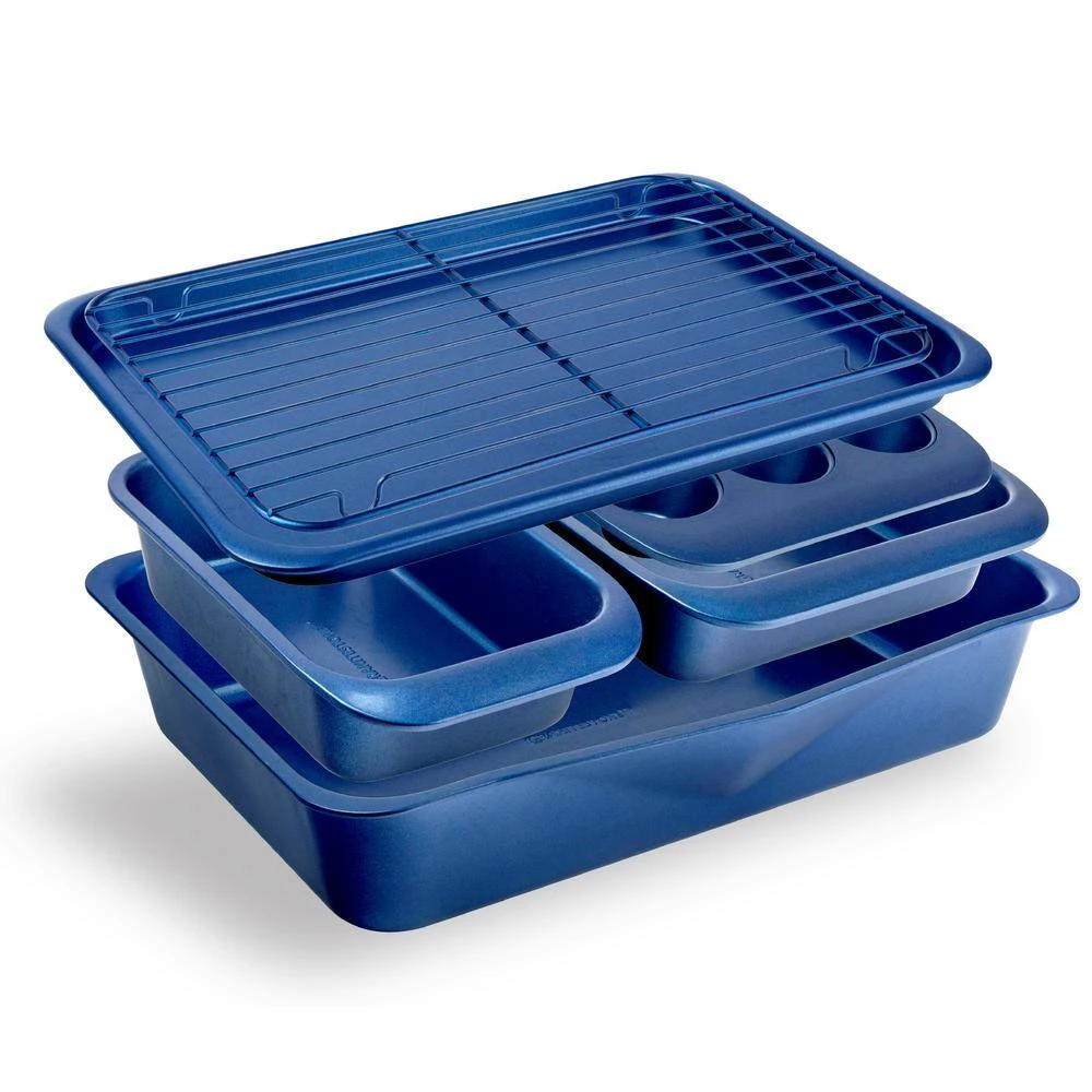 Granite Stone Blue Stackmaster 6-piece Non-stick Bakeware Set - Space Saving Design