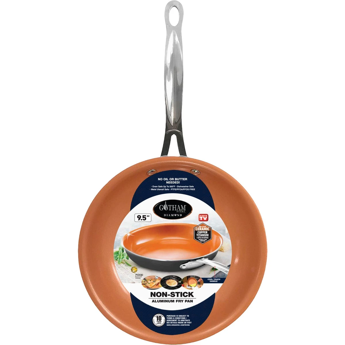 9.5 In. Copper Ceramic Non-stick Fry Pan - Model 9951