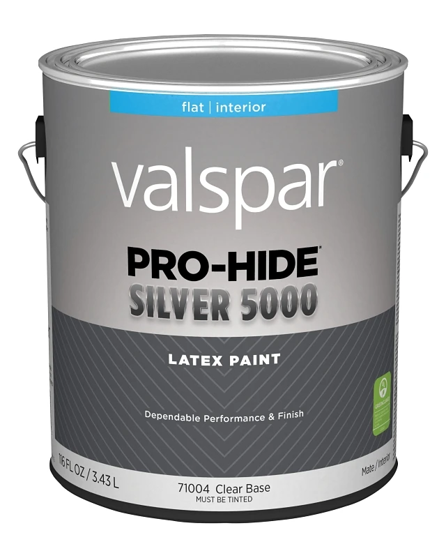 Pro-hide Silver 5000 Latex Flat Interior Wall Paint, Clear Base, 1 Gallon