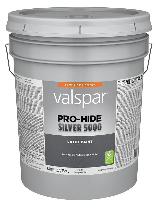 Pro-hide Silver 5000 Latex Semi-gloss Interior Wall Paint, Antique White, 5 Gallon