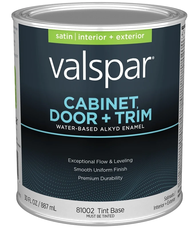 Cabinet, Door & Trim Waterborne Alkyd Satin Enamel, Tint Base, 1 Quart