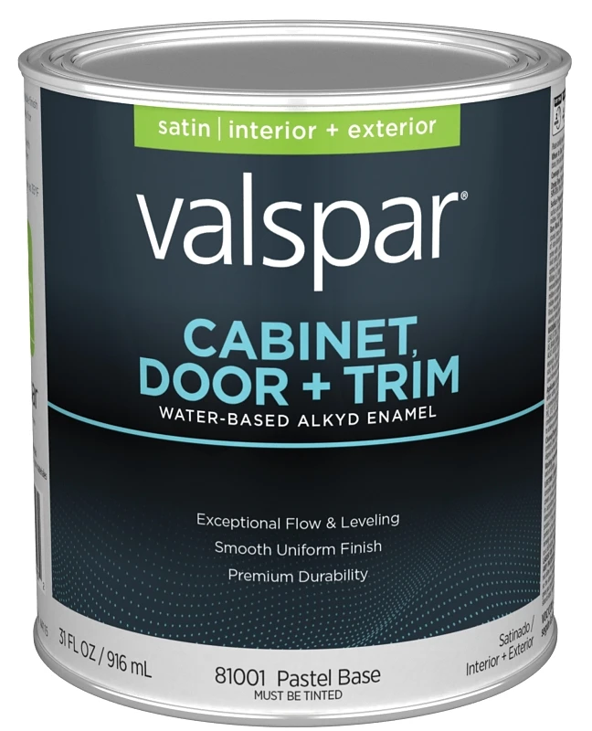 Cabinet Door & Trim Waterborne Alkyd Satin Enamel, Pastel Base, 1 Quart