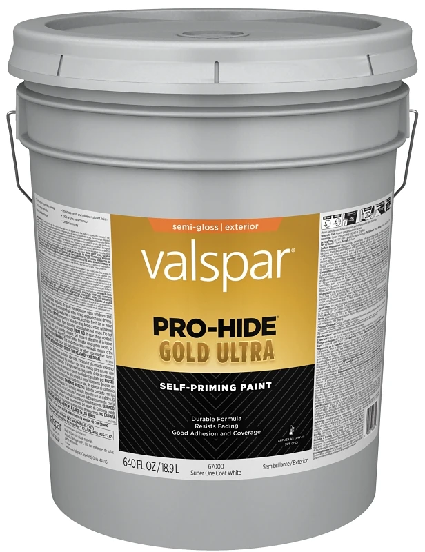 Latex Semi-gloss Exterior House Paint, Super One-coat White, 5 Gallon