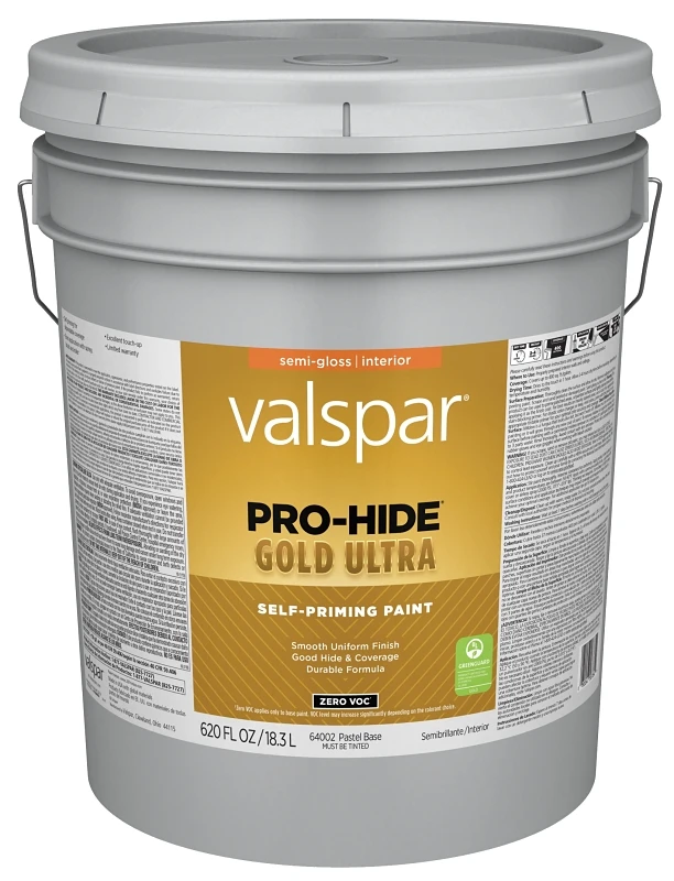 Pro-hide Gold Ultra Zero Voc Latex Semi-gloss Interior Wall Paint, Pastel Base, 5 Gallon