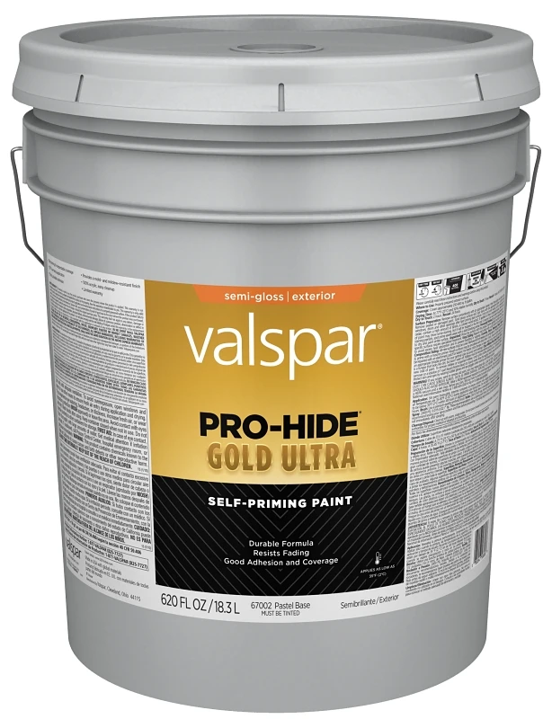 Pro-hide Gold Ultra Latex Semi-gloss Exterior House Paint, Pastel Base, 5 Gallon